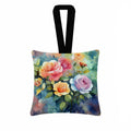 Roses in Watercolor Hanging Square Fabric Ornament 3.5 × 3.5 Decorative Door-Knob & Tree Hanger, Soft Fabric