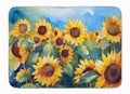 Sunflowers in Watercolor Memory Foam Kitchen Mat Machine Washable Anti-Fatigue Cushion Comfort Bath or Kitchen Rug