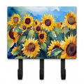 Sunflowers in Watercolor Leash or Key Holder Wall Hooks, Coat Rack Wall Mount, for Hanging Keys, Towels, Aprons, Leashes