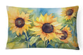 Sunflowers in Watercolor Decorative Throw Pillow 12x16 Indoor Outdoor Accent Cushion, Fabric Cover with Insert for Sofa, Bed, Porch & Living Room