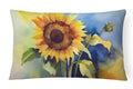 Sunflowers in Watercolor Decorative Throw Pillow 12x16 Indoor Outdoor Accent Cushion, Fabric Cover with Insert for Sofa, Bed, Porch & Living Room