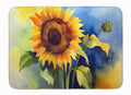 Sunflowers in Watercolor Memory Foam Kitchen Mat Machine Washable Anti-Fatigue Cushion Comfort Bath or Kitchen Rug