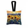 Sunflowers in Watercolor Hanging Square Fabric Ornament 3.5 × 3.5 Decorative Door-Knob & Tree Hanger, Soft Fabric