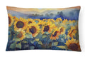 Sunflowers in Watercolor Decorative Throw Pillow 12x16 Indoor Outdoor Accent Cushion, Fabric Cover with Insert for Sofa, Bed, Porch & Living Room