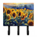Sunflowers in Watercolor Leash or Key Holder Wall Hooks, Coat Rack Wall Mount, for Hanging Keys, Towels, Aprons, Leashes