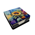 Sunflowers in Watercolor PU Leather Note Paper Holder with Artist-Designed Cover, Desk Accessory, Office Gift
