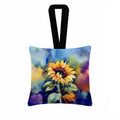 Sunflowers in Watercolor Hanging Square Fabric Ornament 3.5 × 3.5 Decorative Door-Knob & Tree Hanger, Soft Fabric
