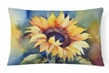 Sunflowers in Watercolor Decorative Throw Pillow 12x16 Indoor Outdoor Accent Cushion, Fabric Cover with Insert for Sofa, Bed, Porch & Living Room