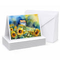 Sunflowers in Watercolor Greeting Cards Pack of 8 Blank Cards with Envelopes Whimsical A7 Size 5x7