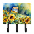 Sunflowers in Watercolor Leash or Key Holder Wall Hooks, Coat Rack Wall Mount, for Hanging Keys, Towels, Aprons, Leashes