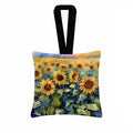 Sunflowers in Watercolor Hanging Square Fabric Ornament 3.5 × 3.5 Decorative Door-Knob & Tree Hanger, Soft Fabric