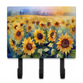 Sunflowers in Watercolor Leash or Key Holder Wall Hooks, Coat Rack Wall Mount, for Hanging Keys, Towels, Aprons, Leashes
