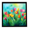 Tulips in Watercolor Framed Metal Print Bathroom, Kitchen, Office, Home Decor Wall Art Ready to Hang, Square, 8X8
