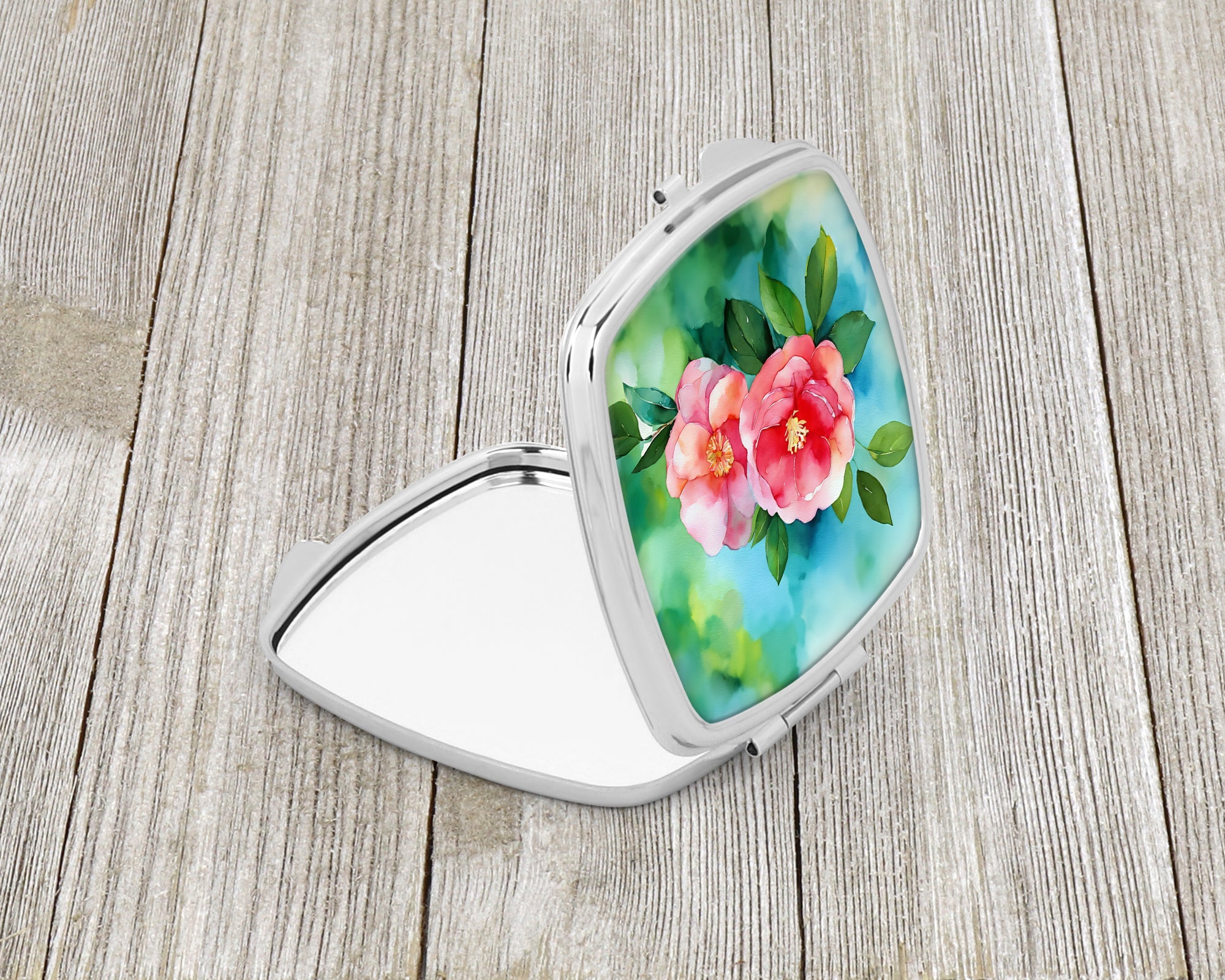 Alabama Camellia in Watercolor Compact Mirror Decorative Travel Makeup Mirror for Women Girls Gifts Pocket Makeup Mirror Folding Handheld