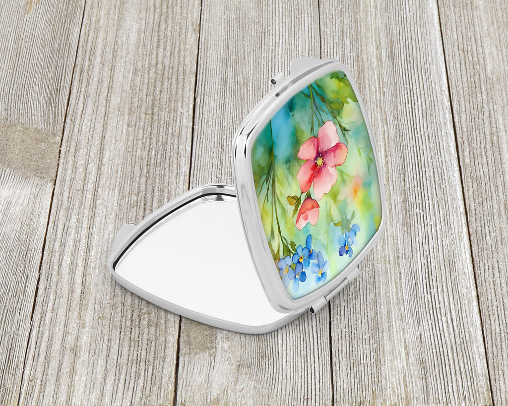 Alaska Forget-me-nots in Watercolor Compact Mirror Decorative Travel Makeup Mirror for Women Girls Gifts Pocket Makeup Mirror Folding Handheld