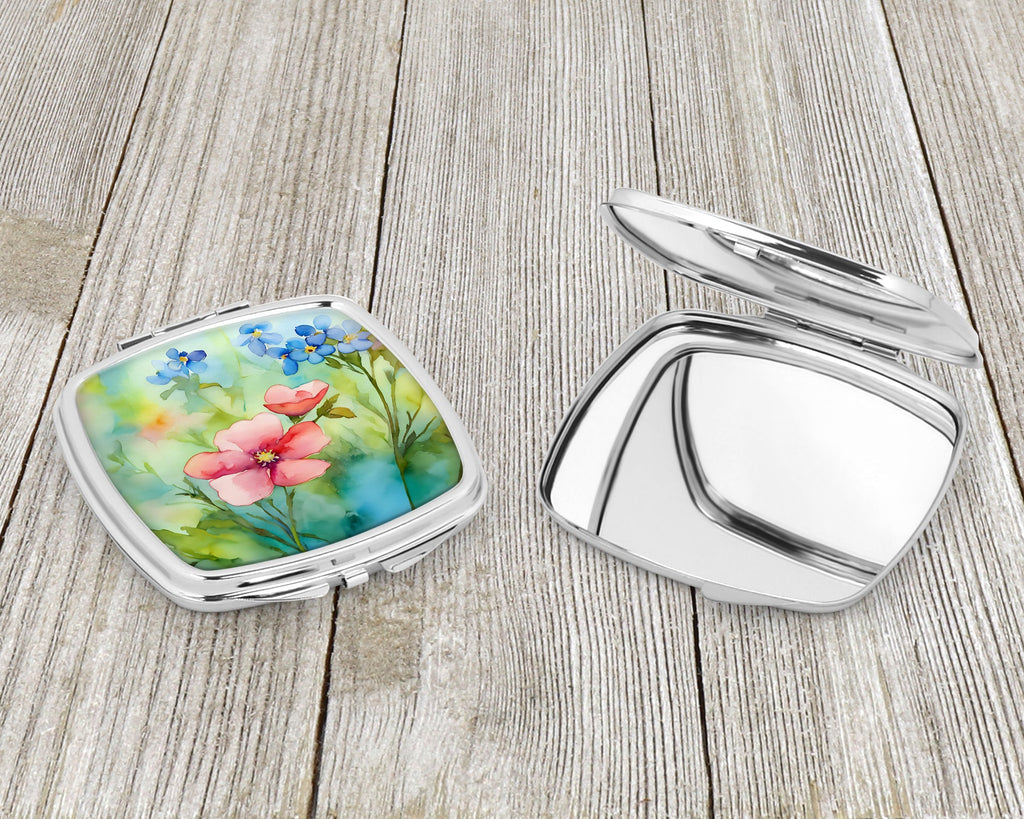 Alaska Forget-me-nots in Watercolor Compact Mirror Decorative Travel Makeup Mirror for Women Girls Gifts Pocket Makeup Mirror Folding Handheld