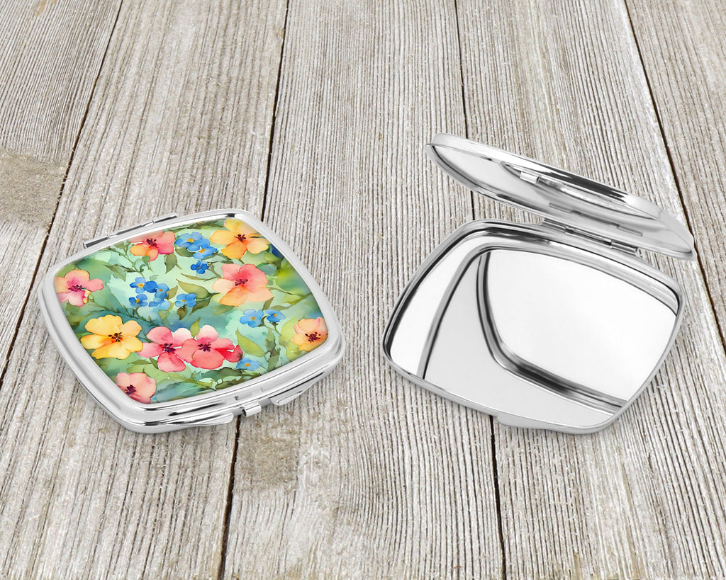 Alaska Forget-me-nots in Watercolor Compact Mirror Decorative Travel Makeup Mirror for Women Girls Gifts Pocket Makeup Mirror Folding Handheld