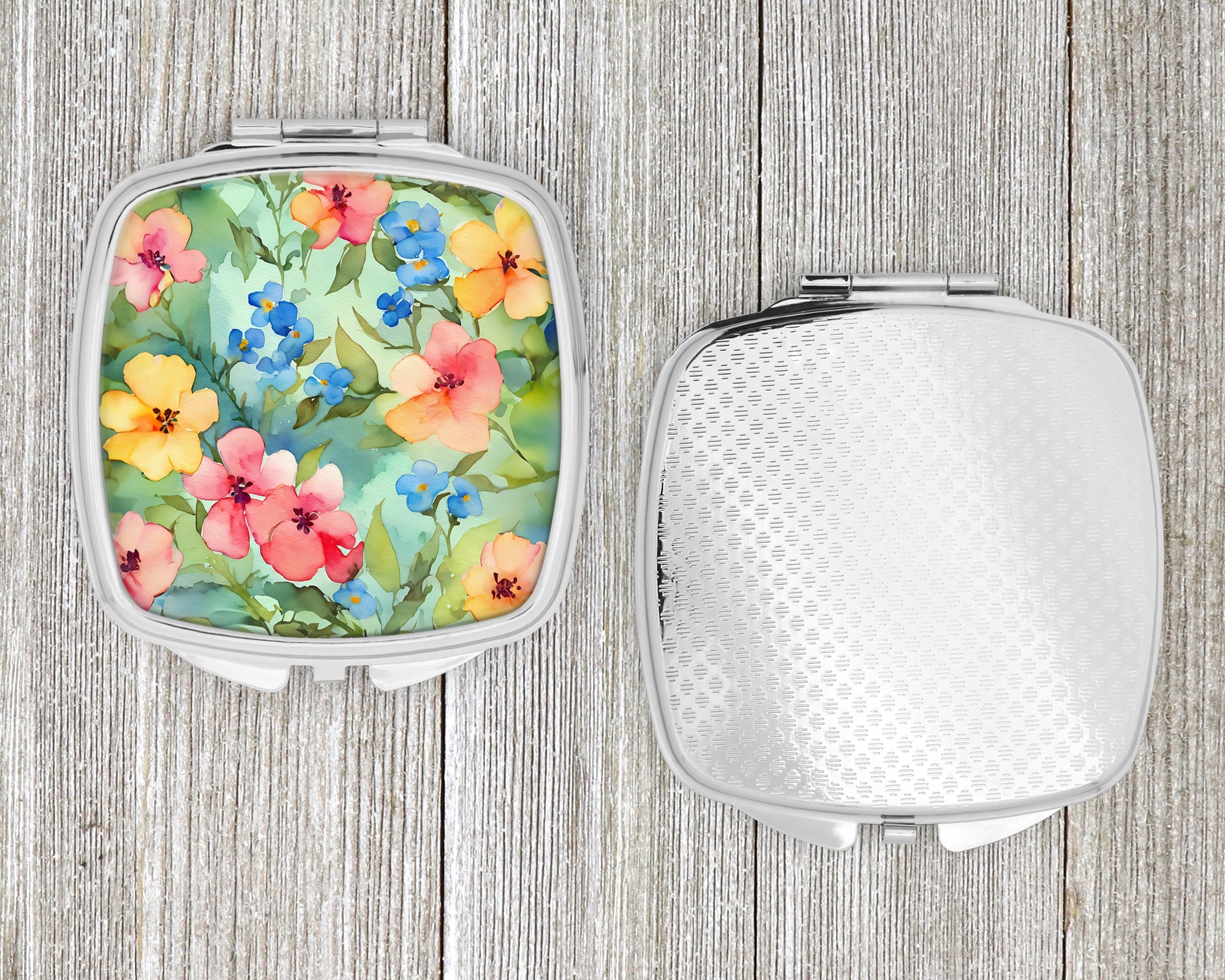 Alaska Forget-me-nots in Watercolor Compact Mirror Decorative Travel Makeup Mirror for Women Girls Gifts Pocket Makeup Mirror Folding Handheld