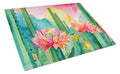 Arizona Saguaro Cactus Blossom in Watercolor Cutting Board Tempered Glass Kitchen Cutting Surface, Heat Resistant Chopping, Non-Slip Feet, Food Prep & Serving