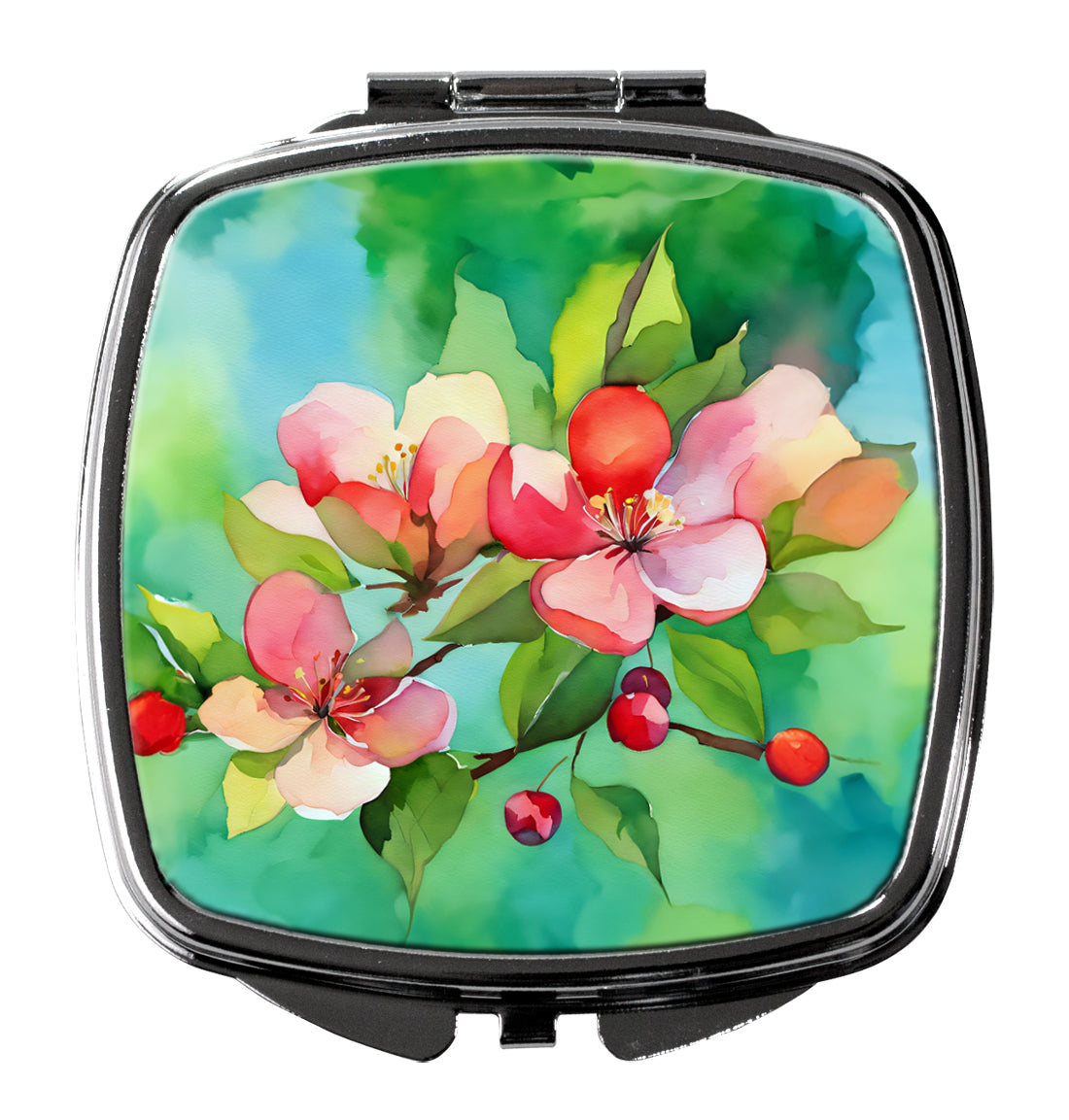 Arkansas Apple Blossom in Watercolor Compact Mirror Decorative Travel Makeup Mirror for Women Girls Gifts Pocket Makeup Mirror Folding Handheld
