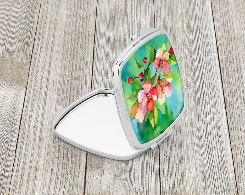 Arkansas Apple Blossom in Watercolor Compact Mirror Decorative Travel Makeup Mirror for Women Girls Gifts Pocket Makeup Mirror Folding Handheld
