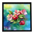 Arkansas Apple Blossom in Watercolor Framed Metal Print Bathroom, Kitchen, Office, Home Decor Wall Art Ready to Hang, Square, 8X8