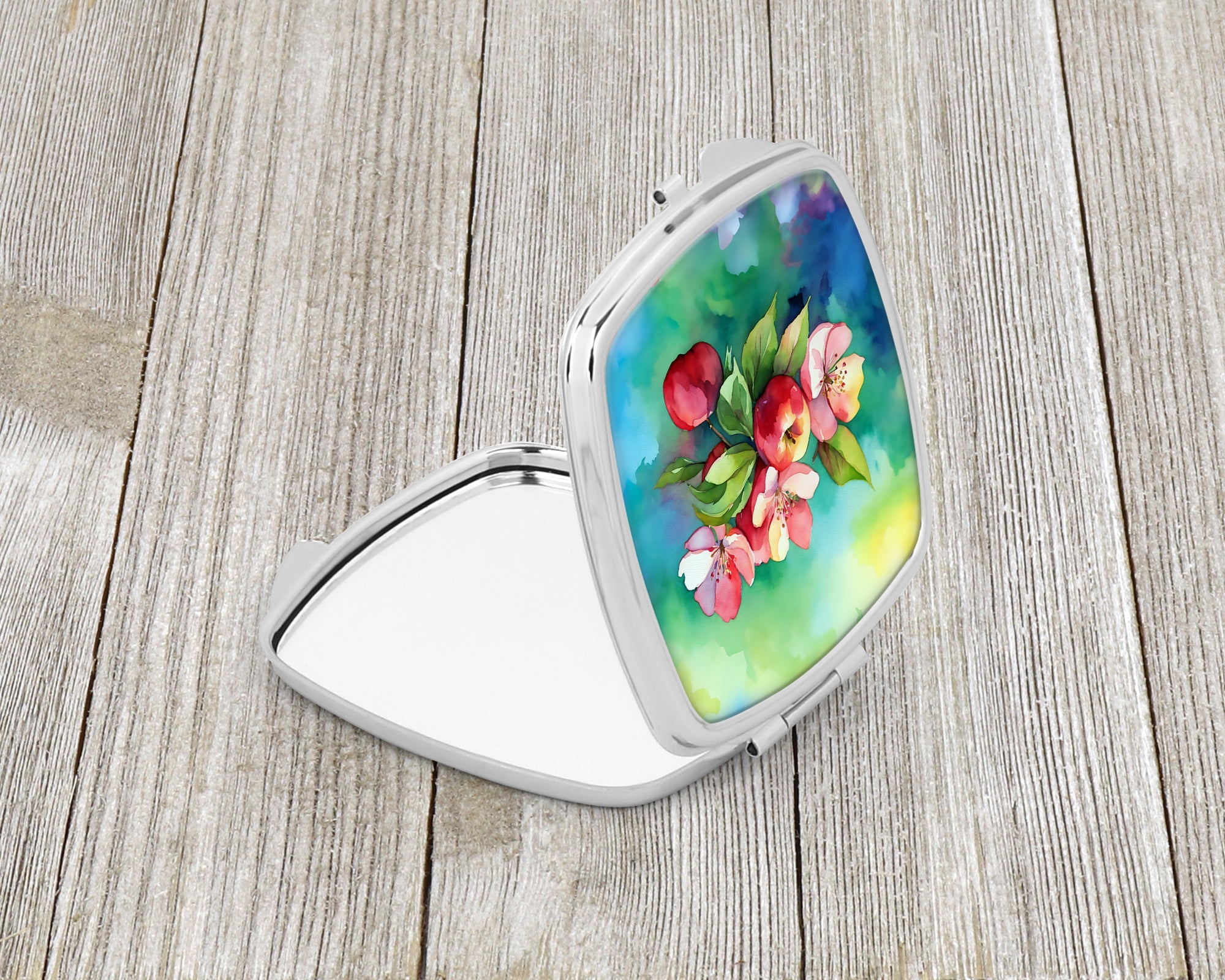 Arkansas Apple Blossom in Watercolor Compact Mirror Decorative Travel Makeup Mirror for Women Girls Gifts Pocket Makeup Mirror Folding Handheld