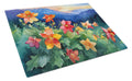 Colorado Rocky Mountain Columbine in Watercolor Cutting Board Tempered Glass Kitchen Cutting Surface, Heat Resistant Chopping, Non-Slip Feet, Food Prep & Serving