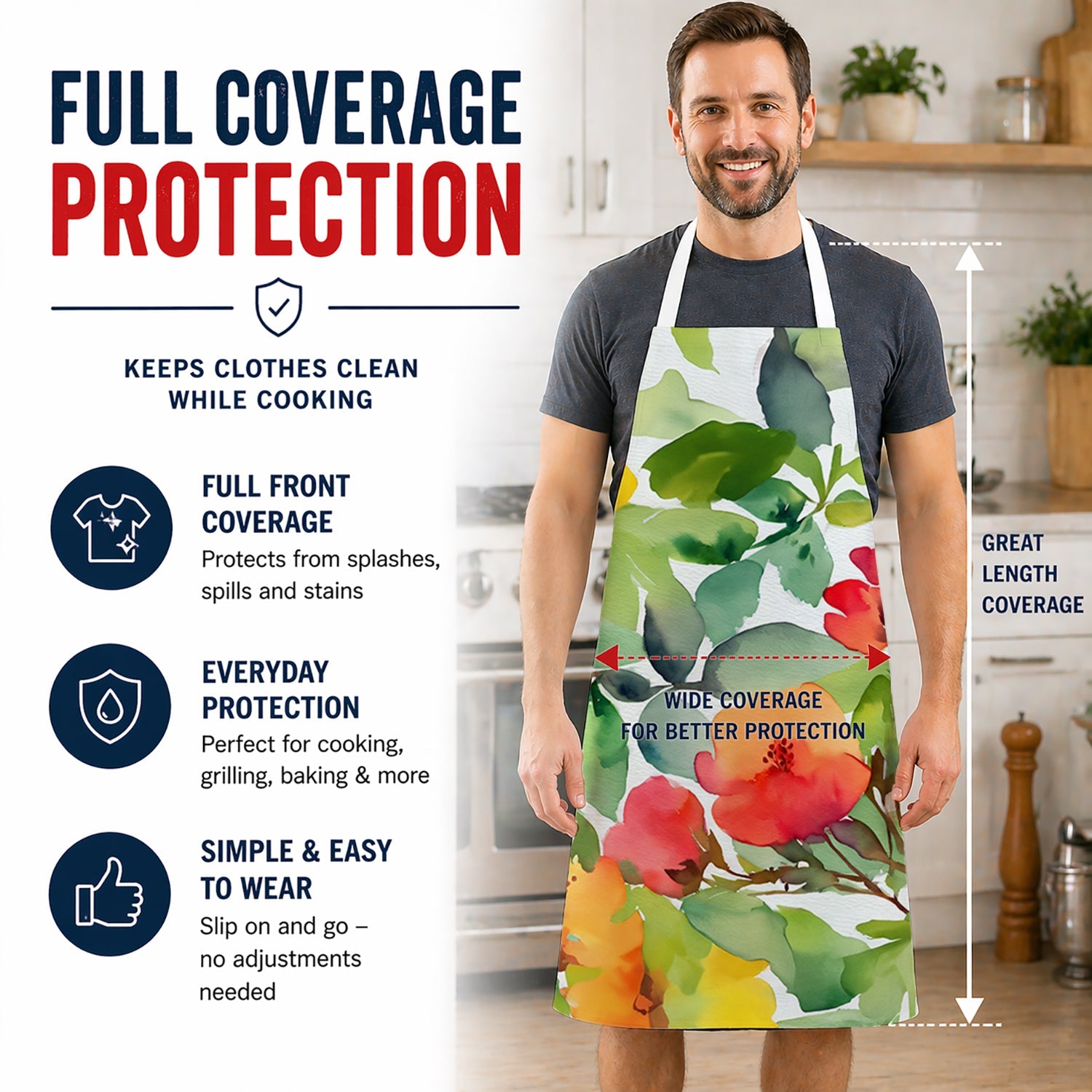 Connecticut Mountain Laurels in Watercolor Apron Cooking Kitchen Server Baking Crafts Gardening for Adult Women Men, Unisex, Large, Multicolor