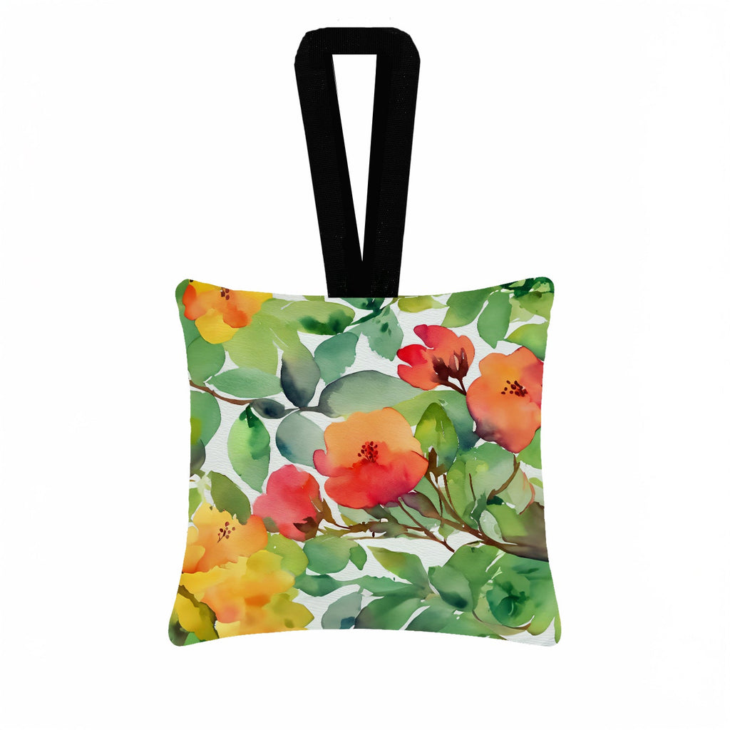 Connecticut Mountain Laurels in Watercolor Hanging Square Fabric Ornament 3.5 × 3.5 Decorative Door-Knob & Tree Hanger, Soft Fabric