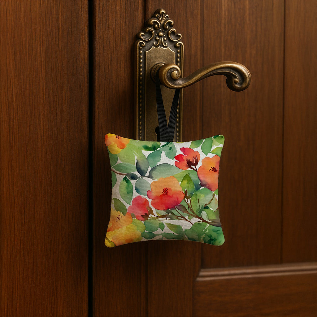 Connecticut Mountain Laurels in Watercolor Hanging Square Fabric Ornament 3.5 × 3.5 Decorative Door-Knob & Tree Hanger, Soft Fabric