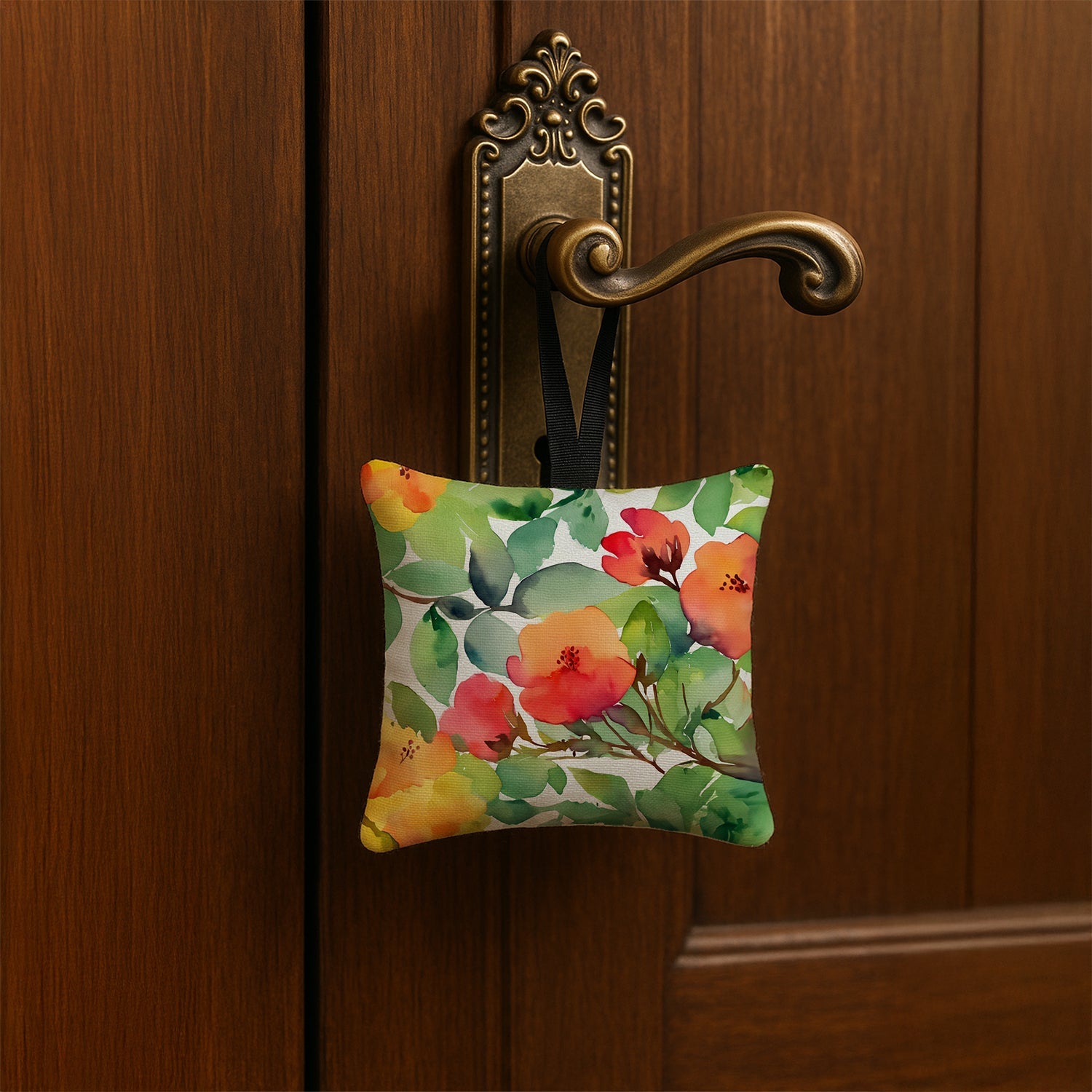 Connecticut Mountain Laurels in Watercolor Hanging Square Fabric Ornament 3.5 × 3.5 Decorative Door-Knob & Tree Hanger, Soft Fabric