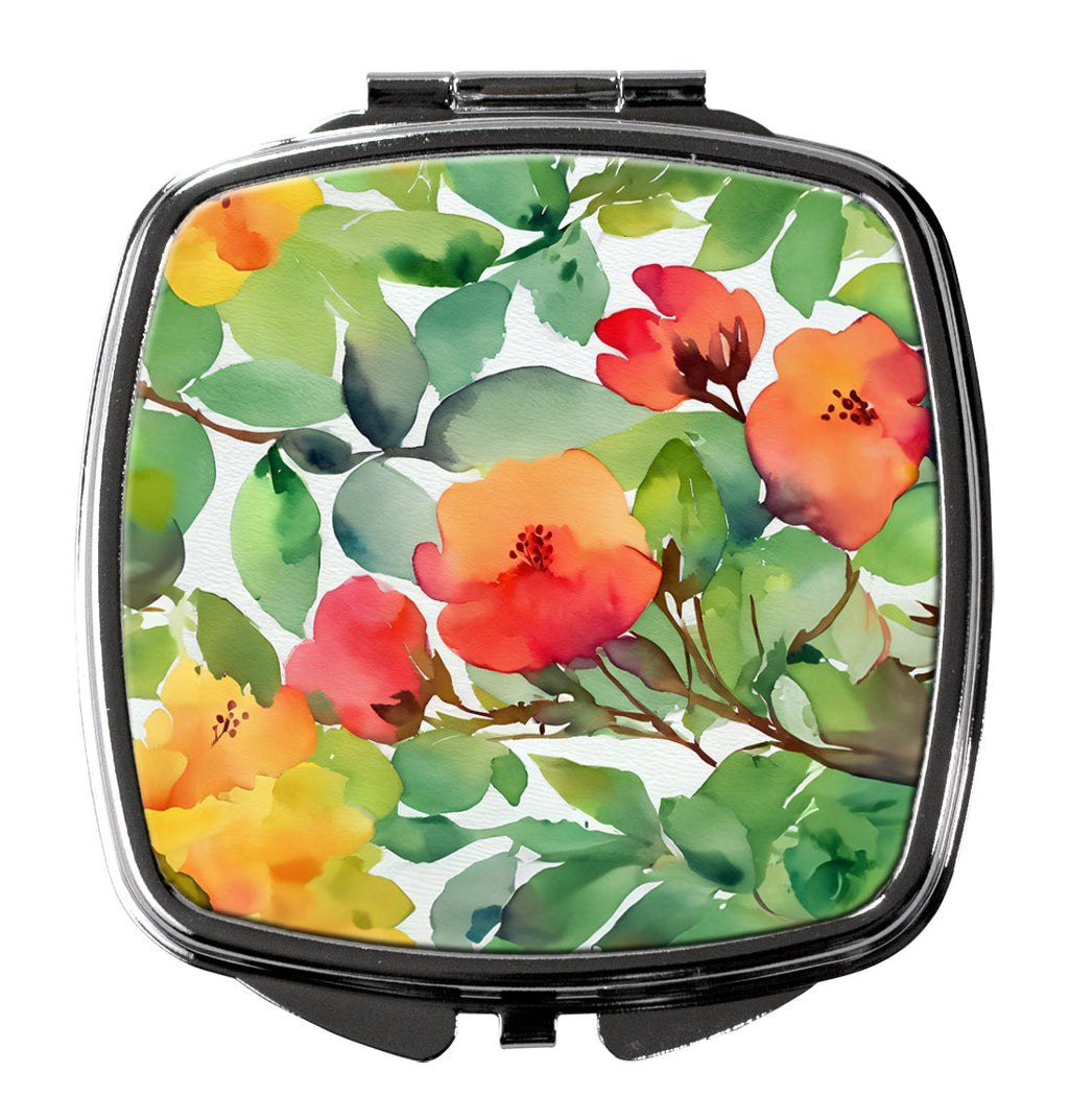 Connecticut Mountain Laurels in Watercolor Compact Mirror Decorative Travel Makeup Mirror for Women Girls Gifts Pocket Makeup Mirror Folding Handheld