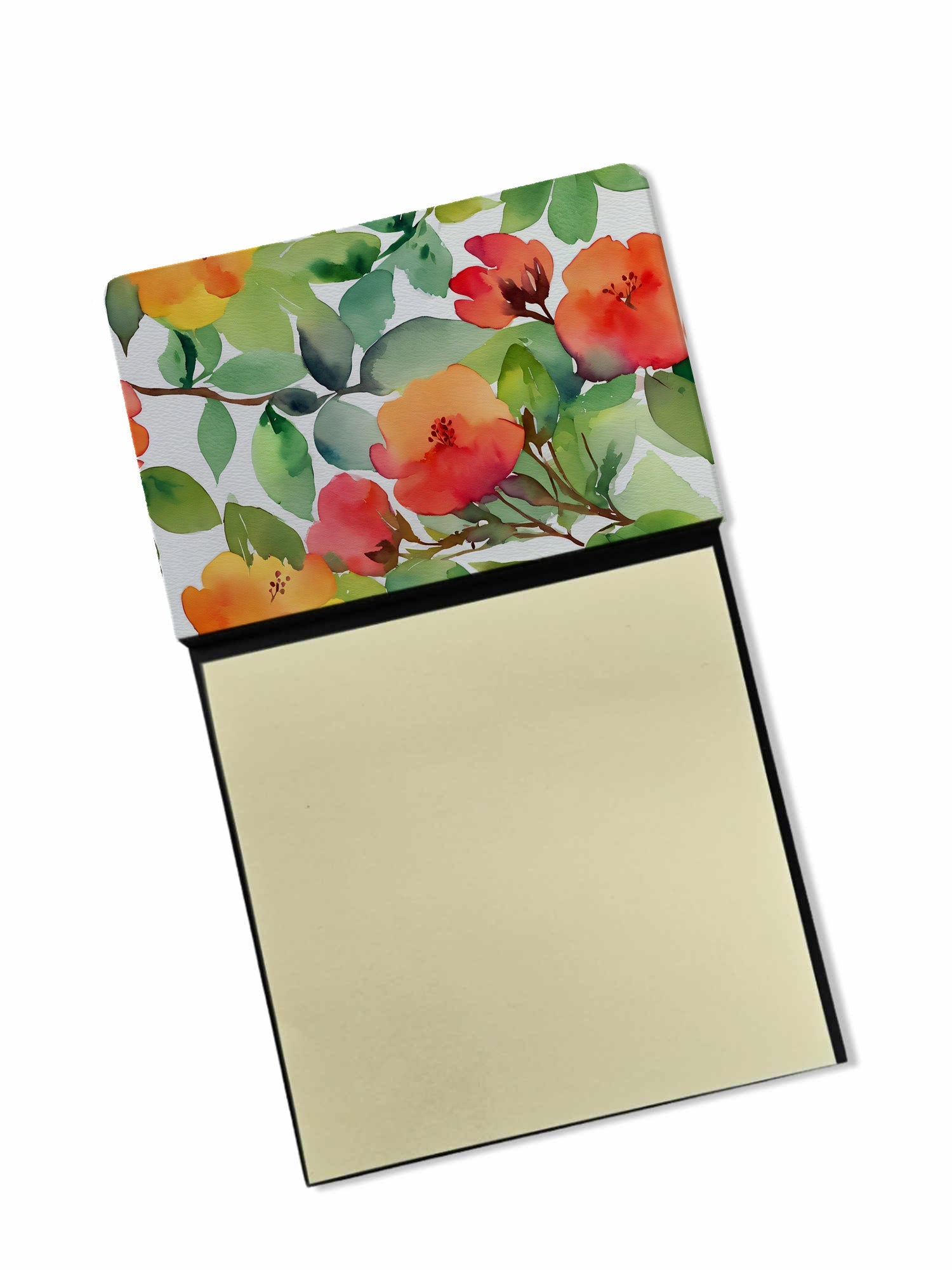 Connecticut Mountain Laurels in Watercolor Watercolor Sticky Note Holder Refillable Dispenser Desk Accessory 3x3 Pad Gift