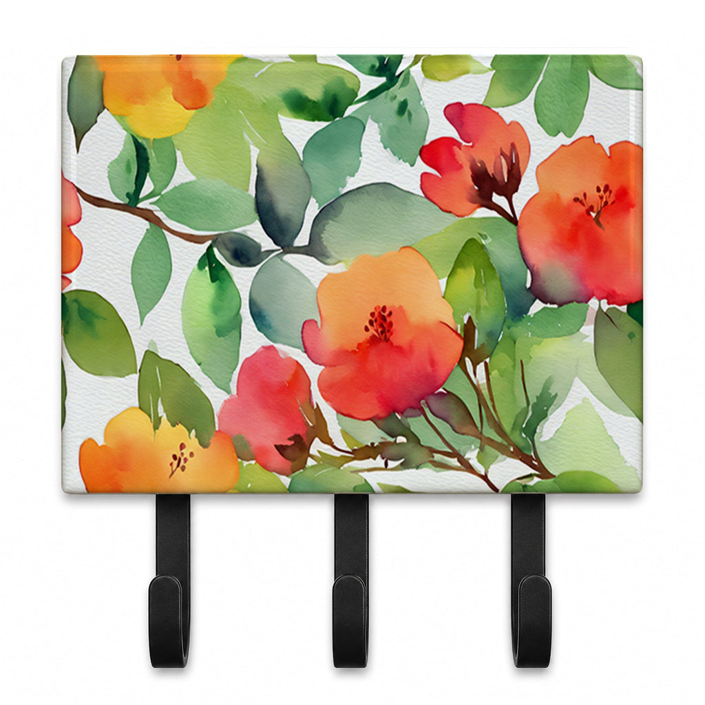 Connecticut Mountain Laurels in Watercolor Leash or Key Holder Wall Hooks, Coat Rack Wall Mount, for Hanging Keys, Towels, Aprons, Leashes