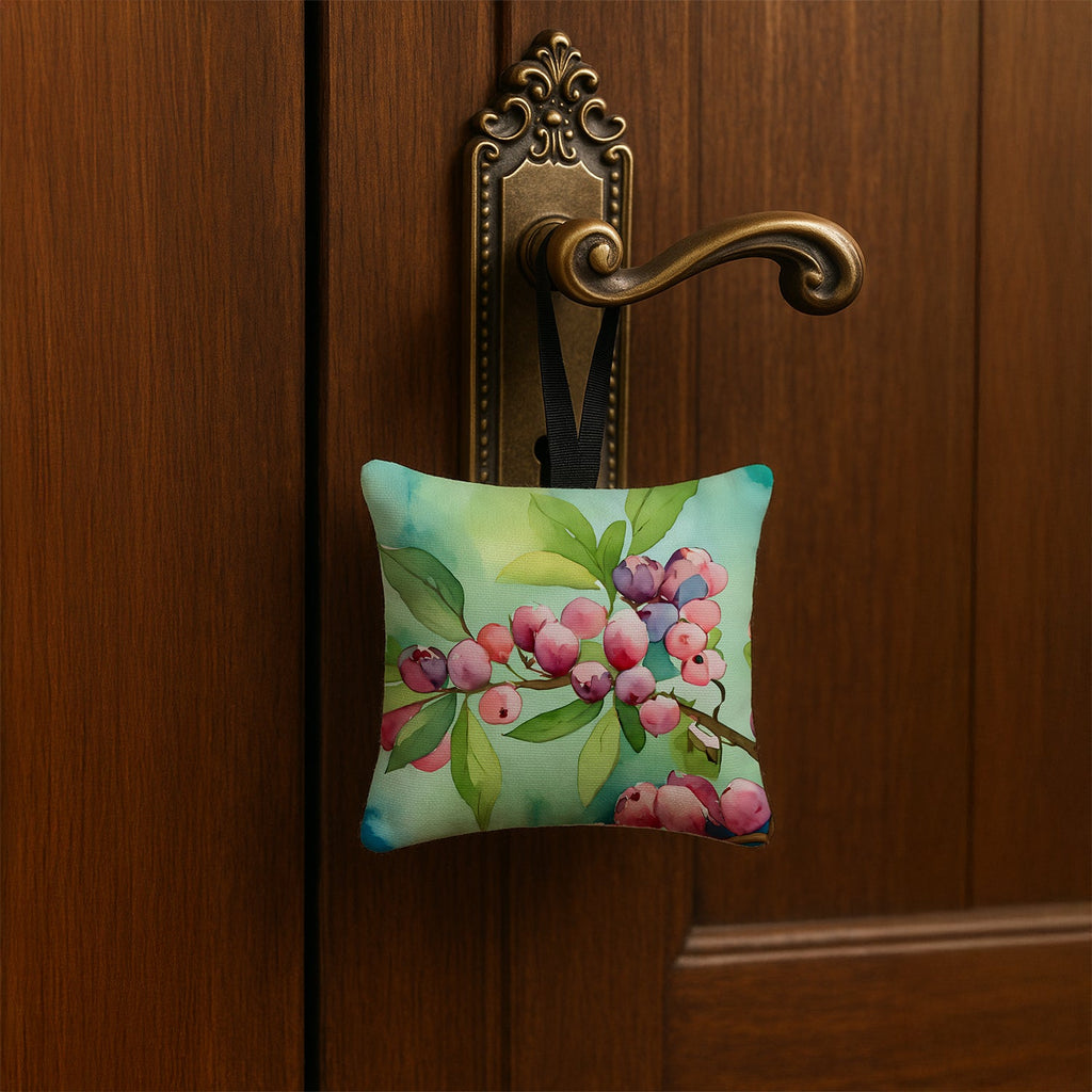 Connecticut Mountain Laurels in Watercolor Hanging Square Fabric Ornament 3.5 × 3.5 Decorative Door-Knob & Tree Hanger, Soft Fabric