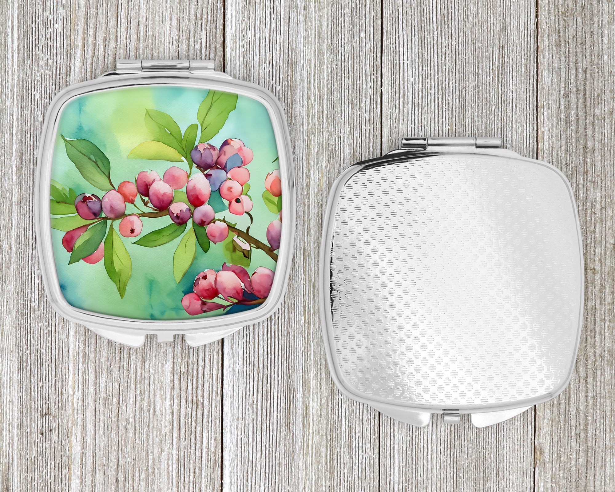 Connecticut Mountain Laurels in Watercolor Compact Mirror Decorative Travel Makeup Mirror for Women Girls Gifts Pocket Makeup Mirror Folding Handheld