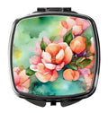 Delaware Peach Blossom in Watercolor Compact Mirror Decorative Travel Makeup Mirror for Women Girls Gifts Pocket Makeup Mirror Folding Handheld