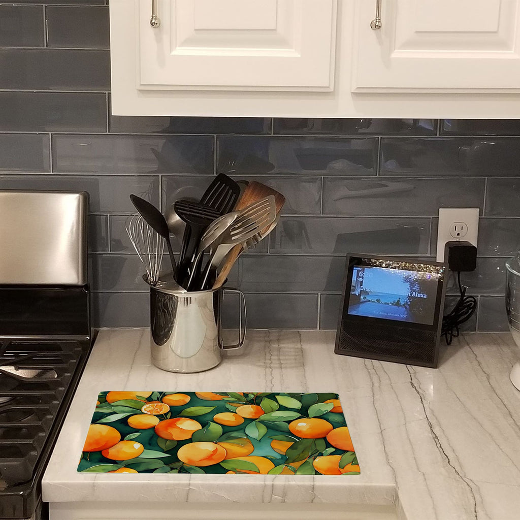 Florida Orange Blossom in Watercolor Cutting Board Tempered Glass Kitchen Cutting Surface, Heat Resistant Chopping, Non-Slip Feet, Food Prep & Serving