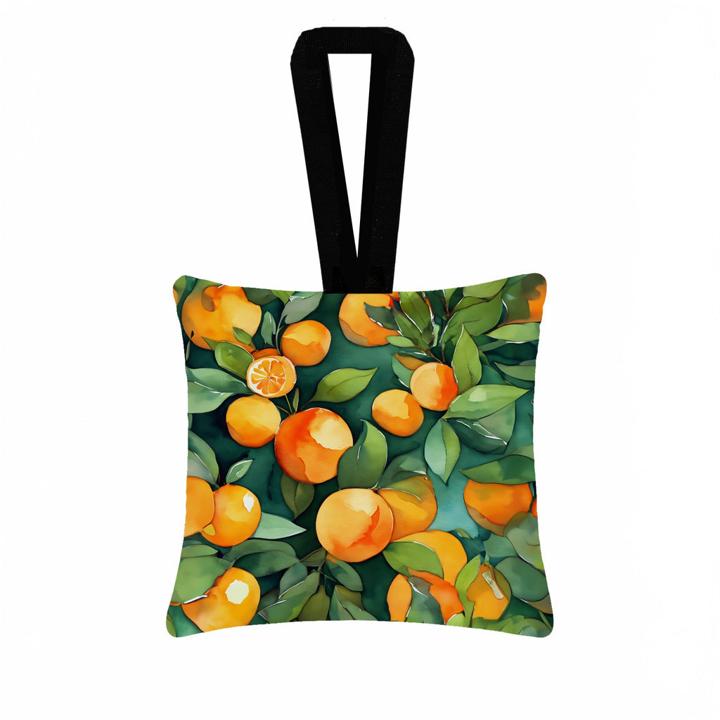 Florida Orange Blossom in Watercolor Hanging Square Fabric Ornament 3.5 × 3.5 Decorative Door-Knob & Tree Hanger, Soft Fabric