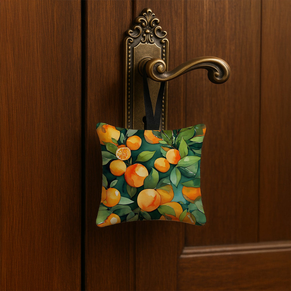 Florida Orange Blossom in Watercolor Hanging Square Fabric Ornament 3.5 × 3.5 Decorative Door-Knob & Tree Hanger, Soft Fabric