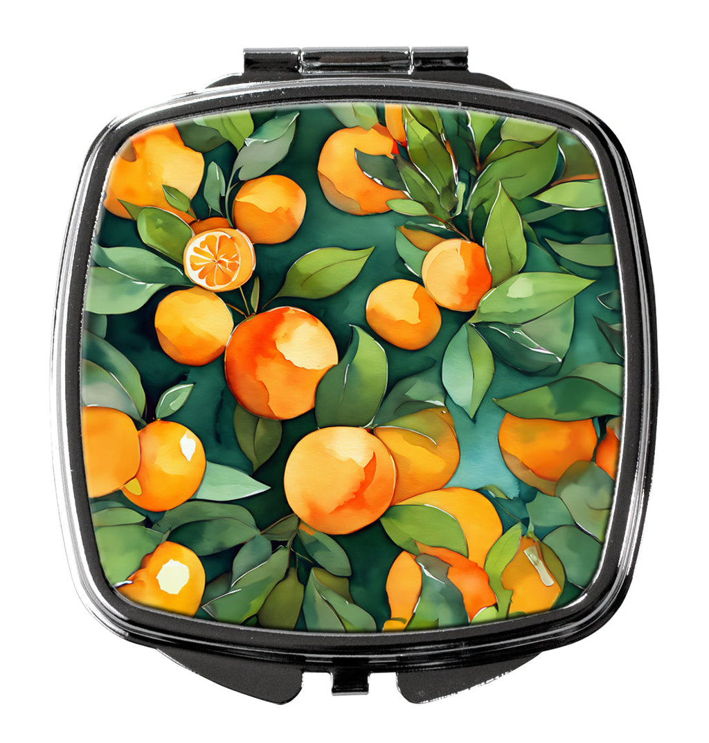 Florida Orange Blossom in Watercolor Compact Mirror Decorative Travel Makeup Mirror for Women Girls Gifts Pocket Makeup Mirror Folding Handheld