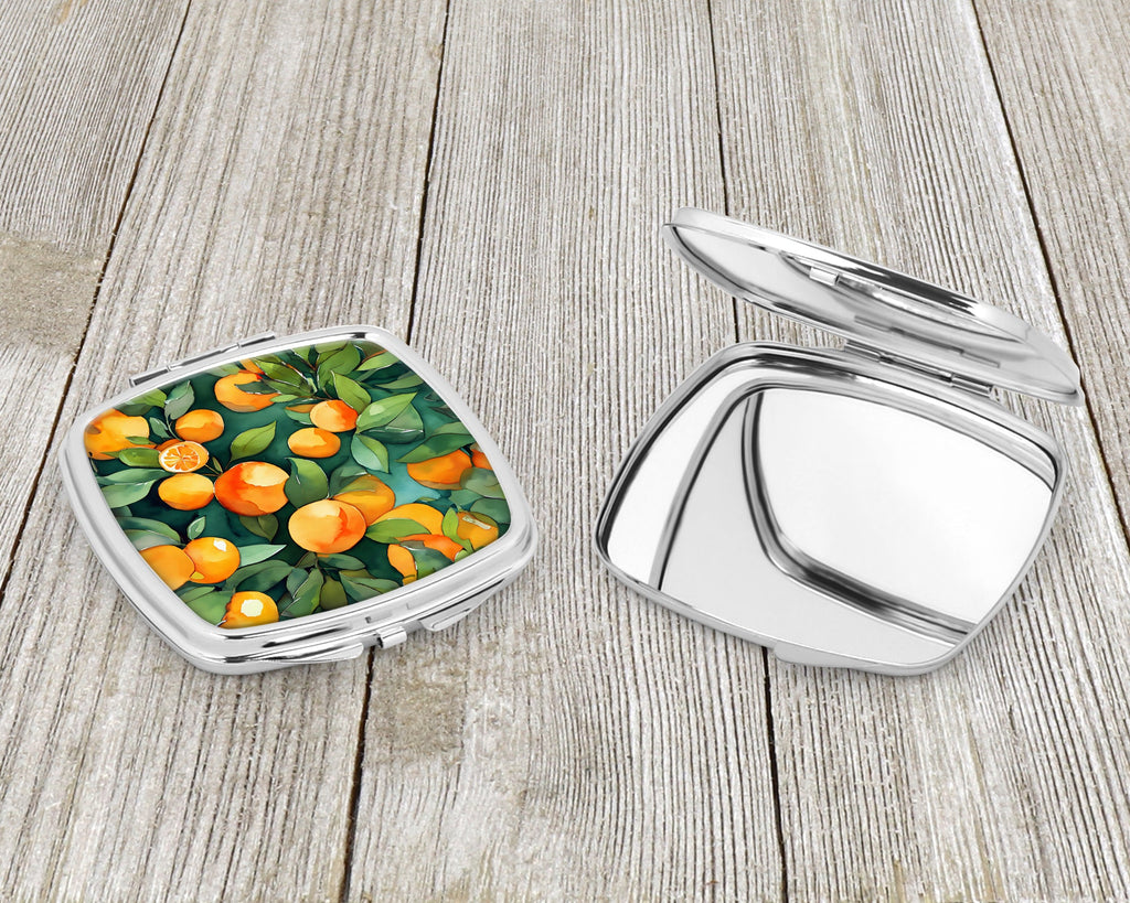 Florida Orange Blossom in Watercolor Compact Mirror Decorative Travel Makeup Mirror for Women Girls Gifts Pocket Makeup Mirror Folding Handheld