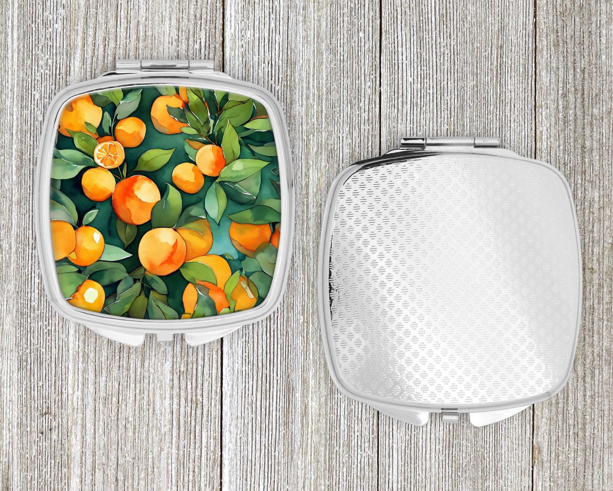 Florida Orange Blossom in Watercolor Compact Mirror Decorative Travel Makeup Mirror for Women Girls Gifts Pocket Makeup Mirror Folding Handheld