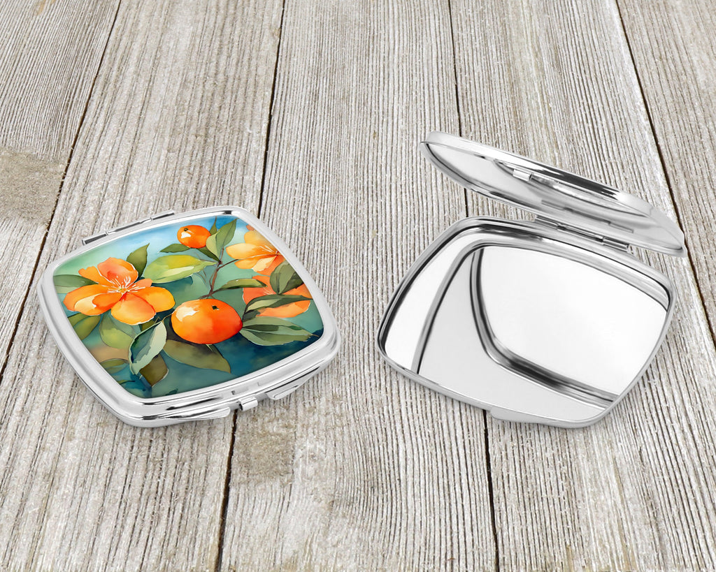 Florida Orange Blossom in Watercolor Compact Mirror Decorative Travel Makeup Mirror for Women Girls Gifts Pocket Makeup Mirror Folding Handheld