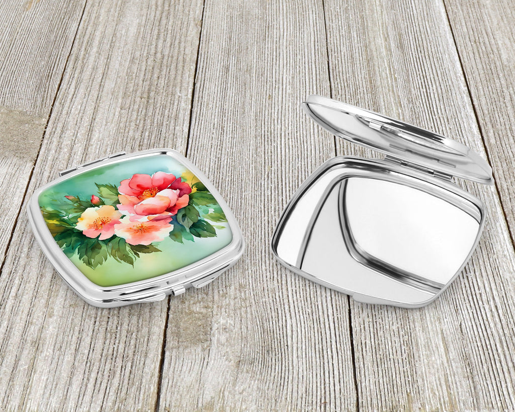 Georgia Cherokee Rose in Watercolor Compact Mirror Decorative Travel Makeup Mirror for Women Girls Gifts Pocket Makeup Mirror Folding Handheld