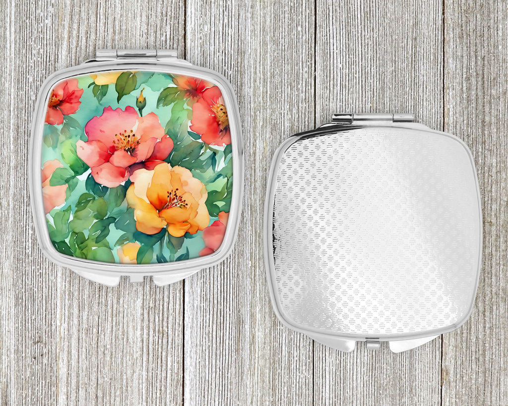 Georgia Cherokee Rose in Watercolor Compact Mirror Decorative Travel Makeup Mirror for Women Girls Gifts Pocket Makeup Mirror Folding Handheld
