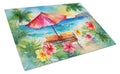 Hawaii Hawaiian Hibiscus in Watercolor Cutting Board Tempered Glass Kitchen Cutting Surface, Heat Resistant Chopping, Non-Slip Feet, Food Prep & Serving