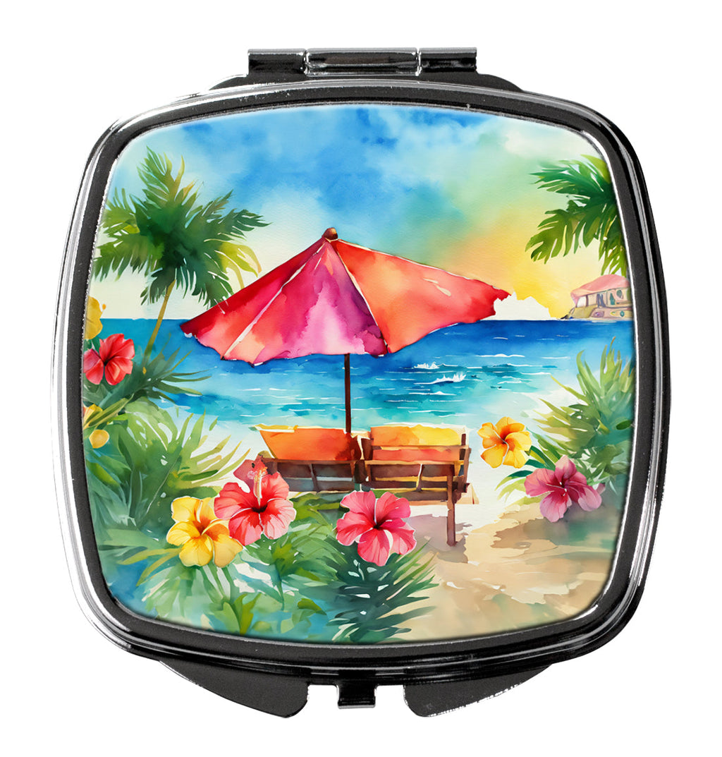 Hawaii Hawaiian Hibiscus in Watercolor Compact Mirror Decorative Travel Makeup Mirror for Women Girls Gifts Pocket Makeup Mirror Folding Handheld