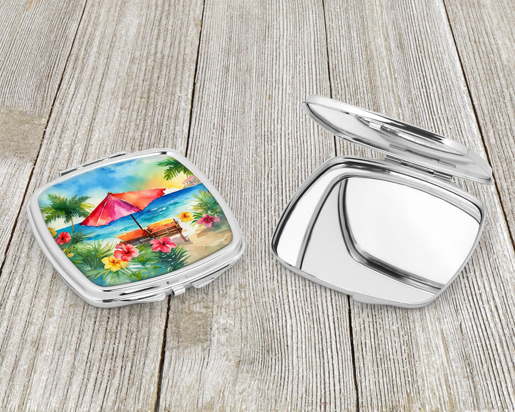 Hawaii Hawaiian Hibiscus in Watercolor Compact Mirror Decorative Travel Makeup Mirror for Women Girls Gifts Pocket Makeup Mirror Folding Handheld